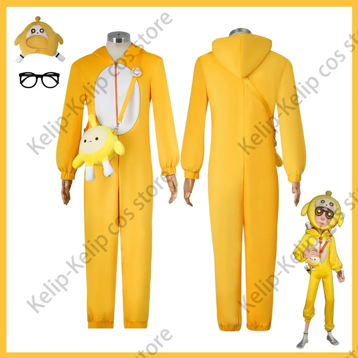 Game Identity Ⅴ Lucky Guy Deduction Substitute Cosplay Costume Yellow Eggy Good Friend Deduction Substitute New Skin Jumpsuits