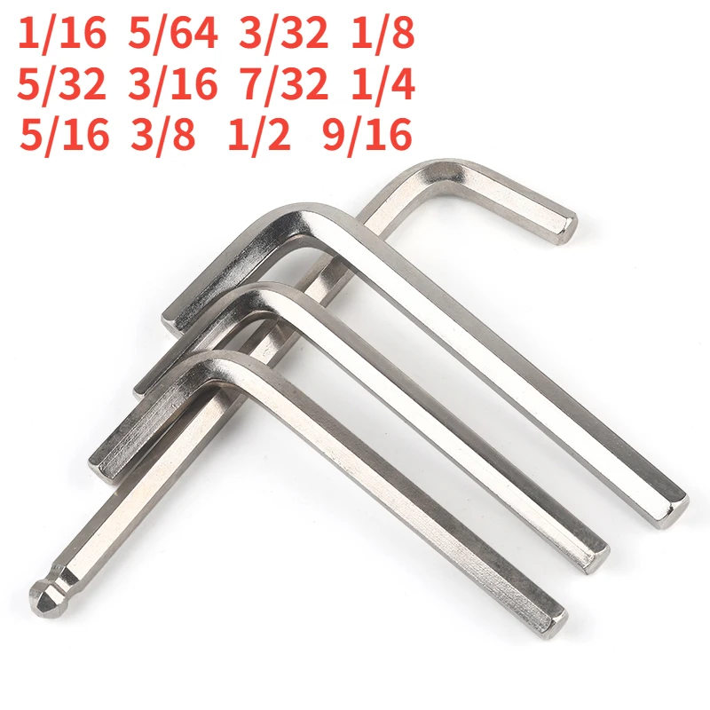 5/32  3/16  7/32 1/4  5/16  3/8  1/2  9/16 Nickel Plated English Internal Hexagonal Wrench Extended Ball Head/flat Hexagonal Key