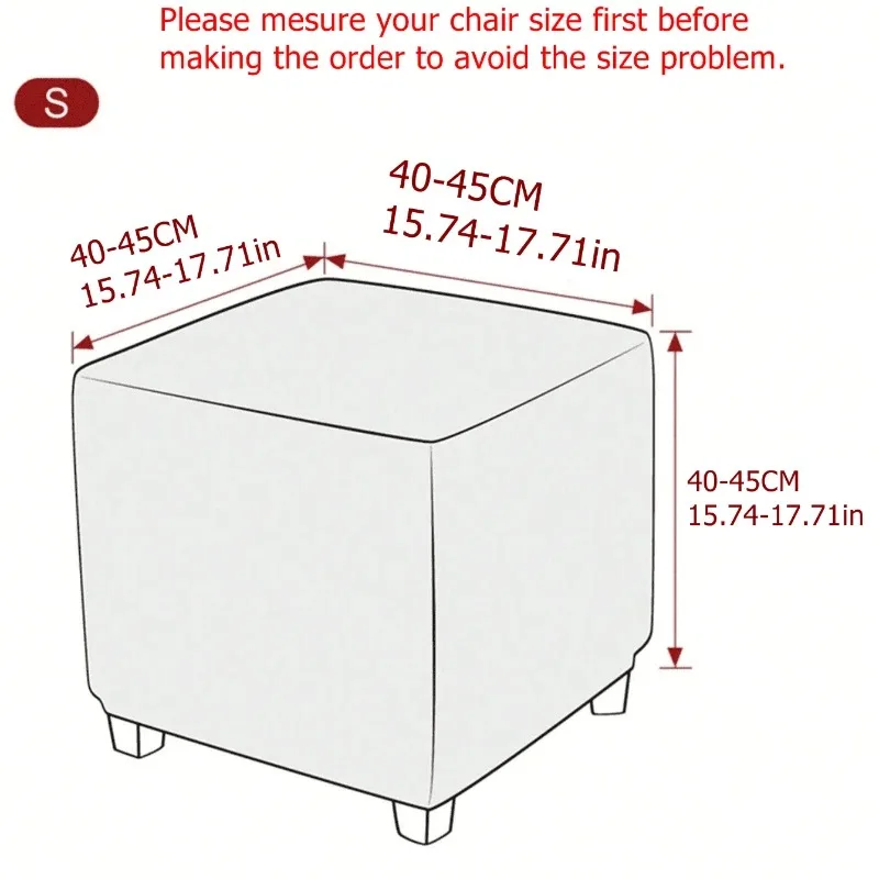 1PC Elastic Ottoman Cover Solid Color Footstool Cover All-inclusive Storage Footrest Stool Covers Removable Living Room