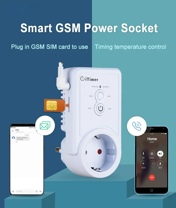 Russia Socket Smart SMS Control Power Plug GSM Outlet Socket Wall Switch with Temperature Sensor Intelligent Temperature Control