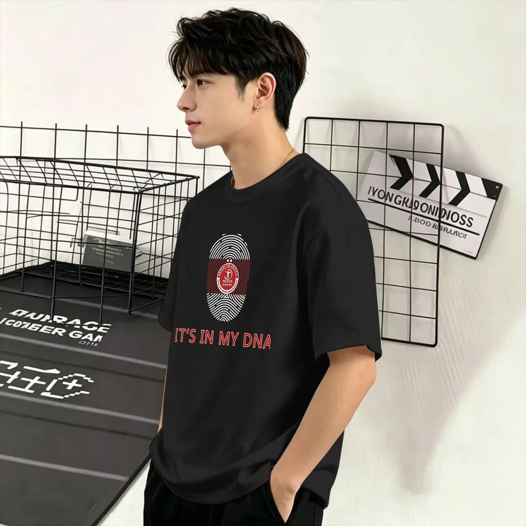 Hapoel Tel Aviv T-Shirts für Herren, Neuheit, 100 % Baumwolle, T-Shirt mit Rundhalsausschnitt, kurzärmelig, Partykleidung – Detail 4