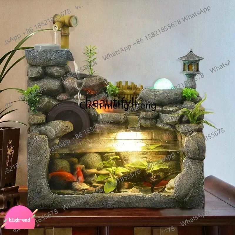 lhy 26 new Yj Water Fountain Glass Humidifier, Fish Tank, Water Landscape, Office Decorations, Desktop Decoration ss 26