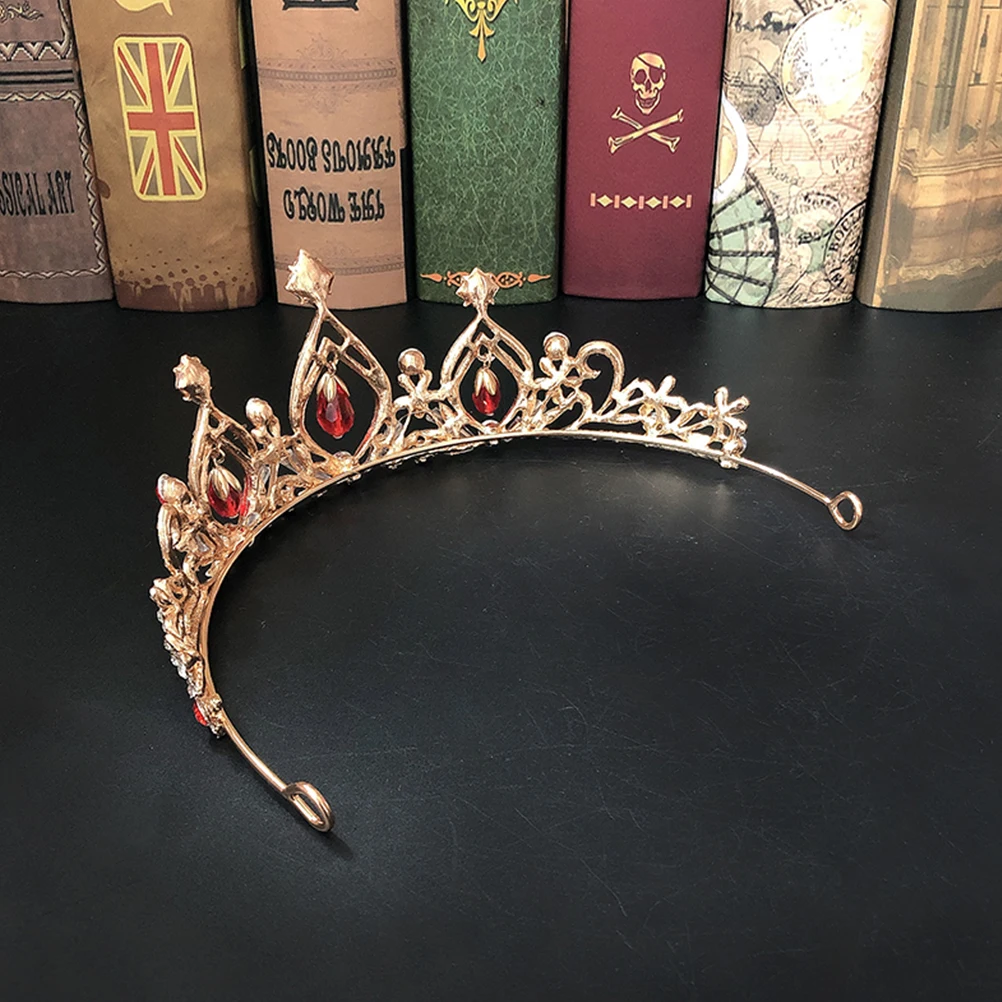 

Bridal Crown Wedding Tiara Hair Accessories Headpieces Red Crystal Lightweight Durable Engagement Parties Bride