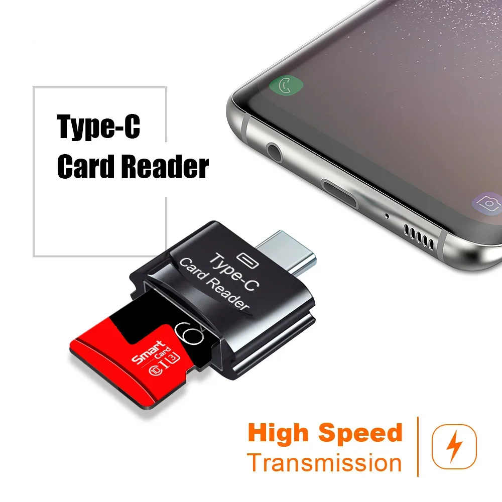 New Type C To TF Adapter OTG Card Reader For Samsung Huawei Type-C To Micro-SD Adapter Smart Memory Mini High Speed Card Reader
