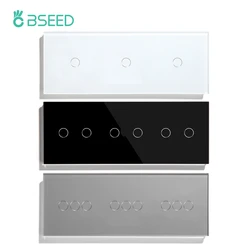 BSEED Triple 1/2/3Gang Wall Touch Switch 1Way Led Light Switch Crystal Glass Panel EU Standard Blue Backlight 10A