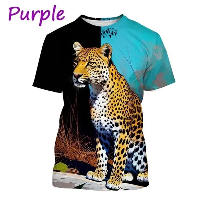 Cheetah 3D T Shirts Fashion Wild Animal Series Leopard Sunmmer Casual Street T-Shirt Comfortable Breathable Tops Tees Men