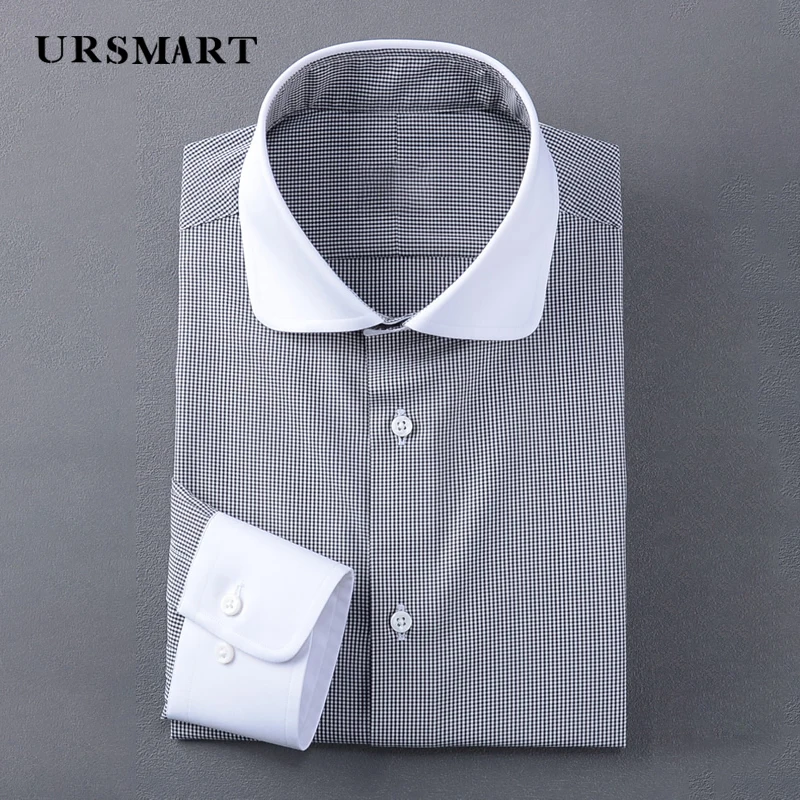 

Business Fashion Men's Shirt - Eaton School Collar Rounded Neck 100% Cotton Regular Cuff Custom Long-Sleeved Design