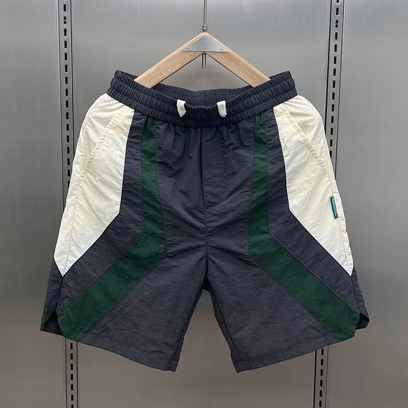 

Мужские облегающие брюки Qui Dry, дышащие, пять четвертей orts, пляжные повседневные брюки для улицы, летние новые модные брендовые лоскутные брюки