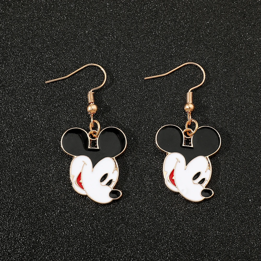 Mickey Mouse Dangle Earring, Ear Clips, Asymmetric Cute Cartoon Character Pattern, Girls Accessories, Fashion Jewelry Gifts