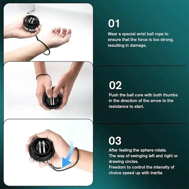 100KG Gyro Power Ball Hand Exerciser LED rinforzo del polso allenamento muscolare Powerball Wrist Exercise Equipment Motion Portable