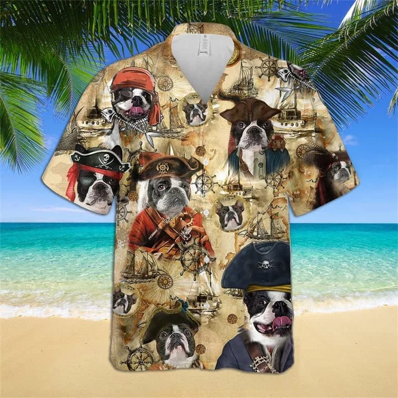 Funny Dog Face 3D Print Hawaiian Shirt For Men Summer Cool Short Sleeve Women Floral Shirts Children Cute Beach Hawai Top