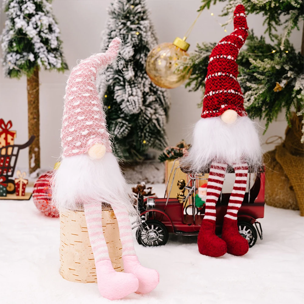 Christmas Long Legged Doll Ornaments Faceless Elf Decoration for Xmas Tree Hanging Pendant New Year Gift Diy Crafts Party Decor