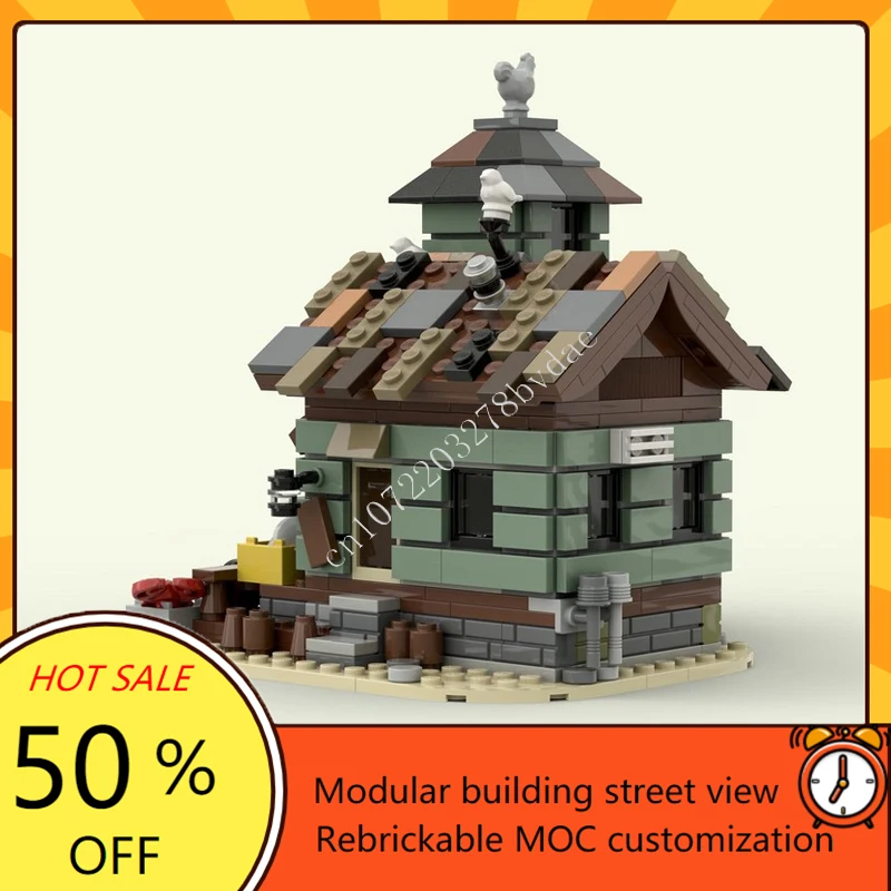 658PCS Micro Fishing Store Modular MOC Creative street view Model Building Blocks Architecture DIY Education Assembly Model Gift