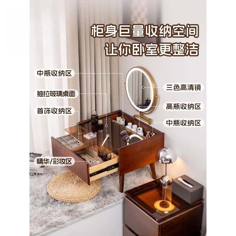 Dresser, bedroom bay window special small apartment, all solid wood makeup table on the balcony