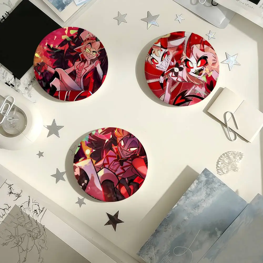 Cartoon H-Hazbin Hotel Lucifer Morningstar Laser Badge Creative Pins Brooch for Bag Clothes Hat Decor Gifts Fans Collect
