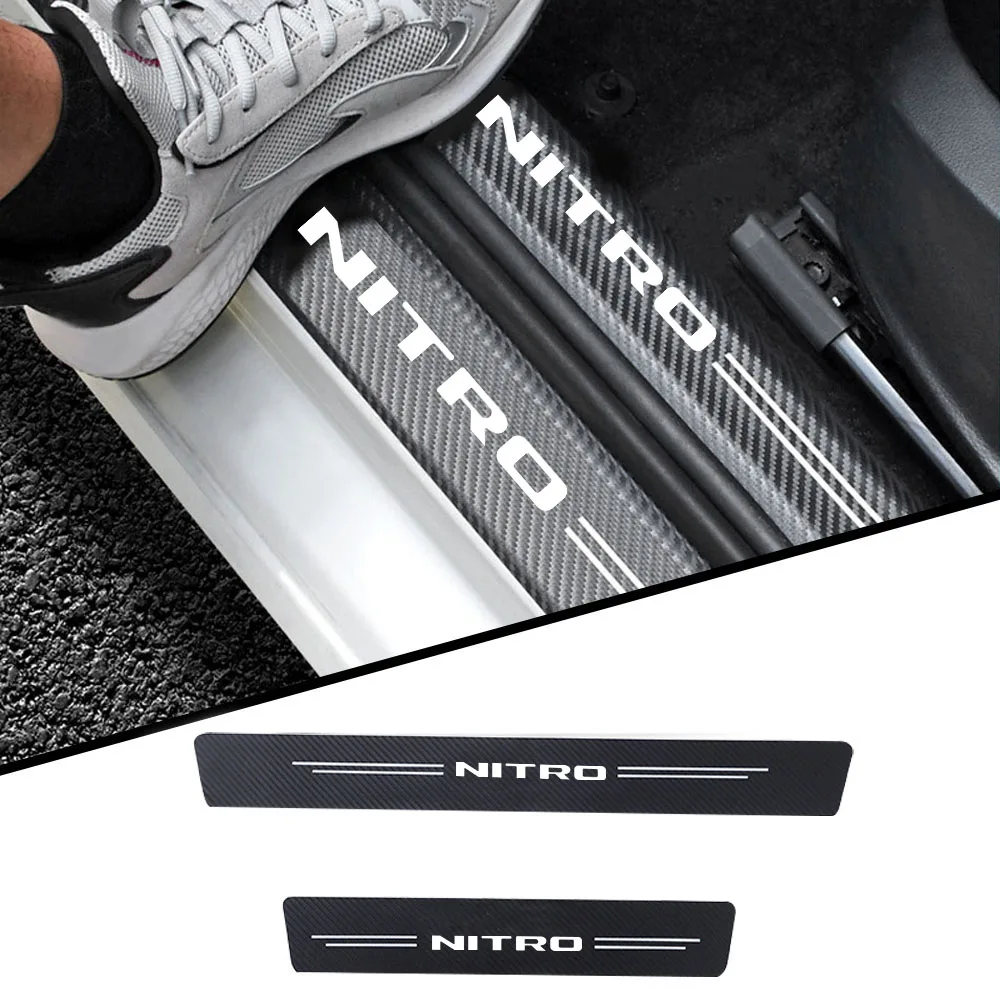 

4pcs car Sticker door carbon leather Fiber Sill Plate For DODGE NITRO styling accessories