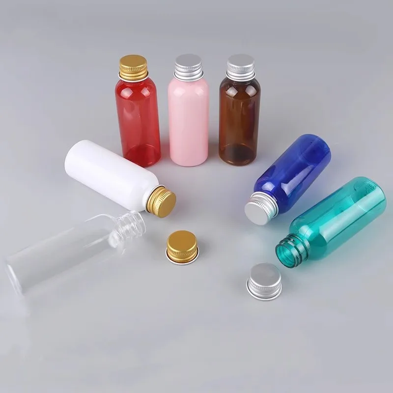 200pcs 50ml Refillable Containers for Cosmetic Leak Proof Rravel Bottles with Gold/Silver Screw Cap for Travel Essentials