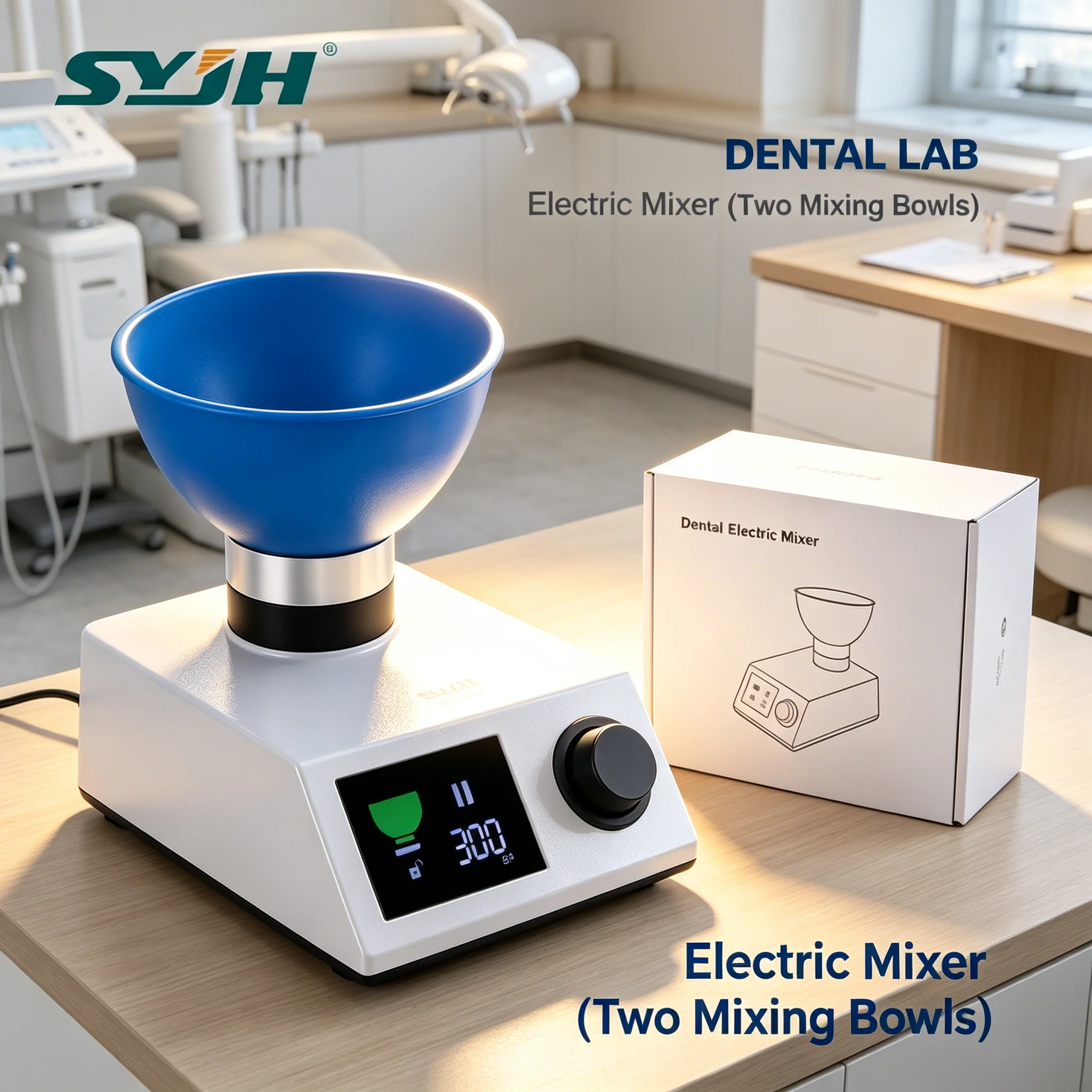 

SYJH Automatic Dental Alginate Mixer 5-300RPM – Low-Noise Gypsum Materials Blender with 2 Bowls Forward/Reverse Dentistry Lab