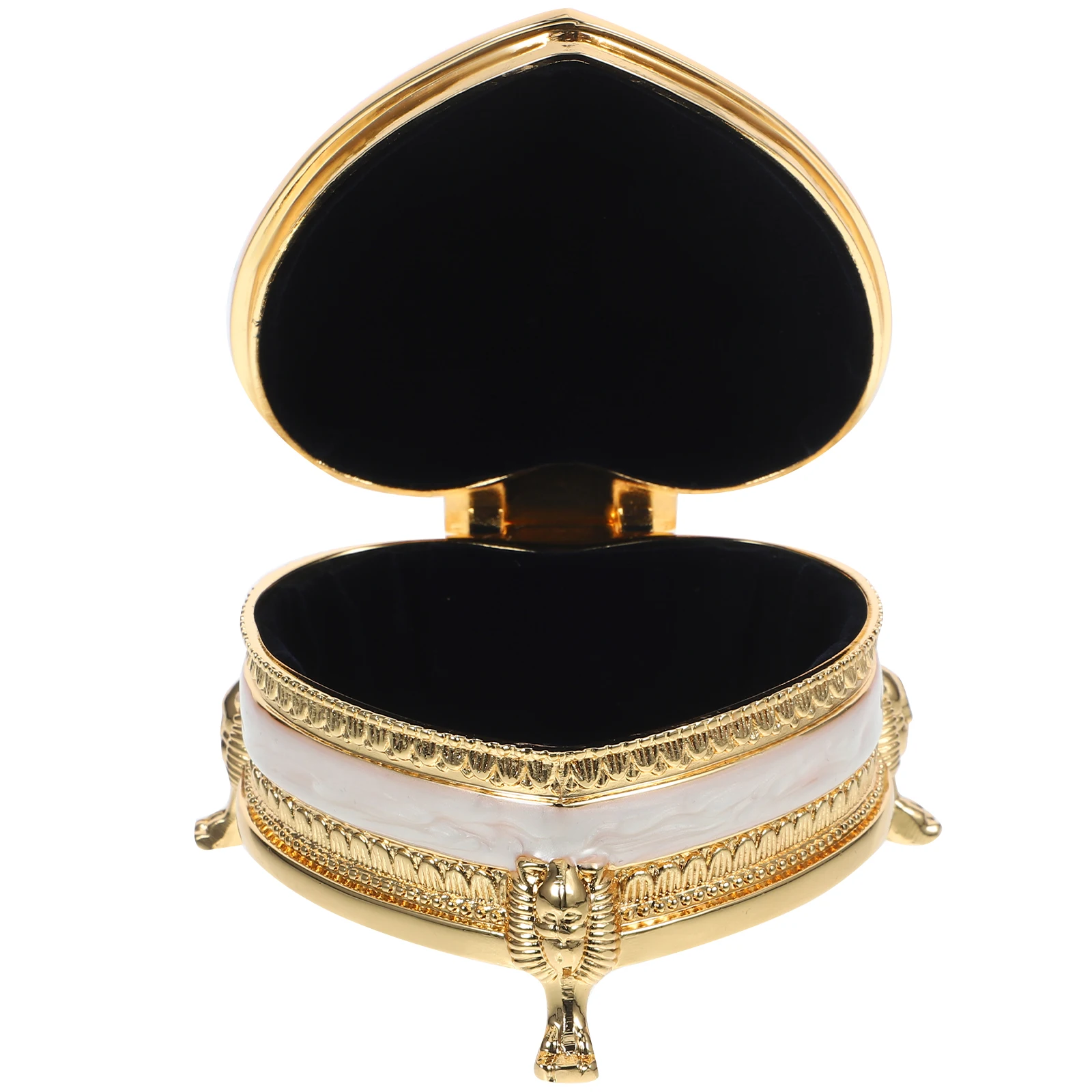 

Vintage Heart Shape Jewelry Box Footed Trinket Case Textured Zinc Alloy Safe and Practical for Long Use Retro Jewelry Box