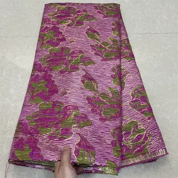 2025年高級非洲尼日利亞薄紗蕾絲布料歐根紗刺繡吉普爾錦緞提花婚紗禮服派對洋裝5碼 8 最佳銷售 尼日利亞錦緞布料 - №6