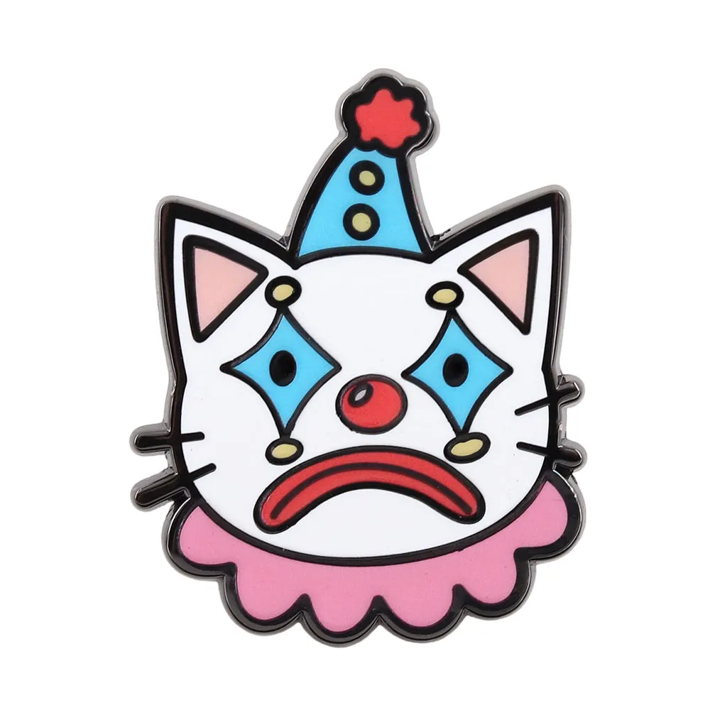 Cute Clown Cat Enamel Brooch Funny And Sad Clown Cat Cartoon Badge Cute Circus-Themed Lapel Pin Friend Gift