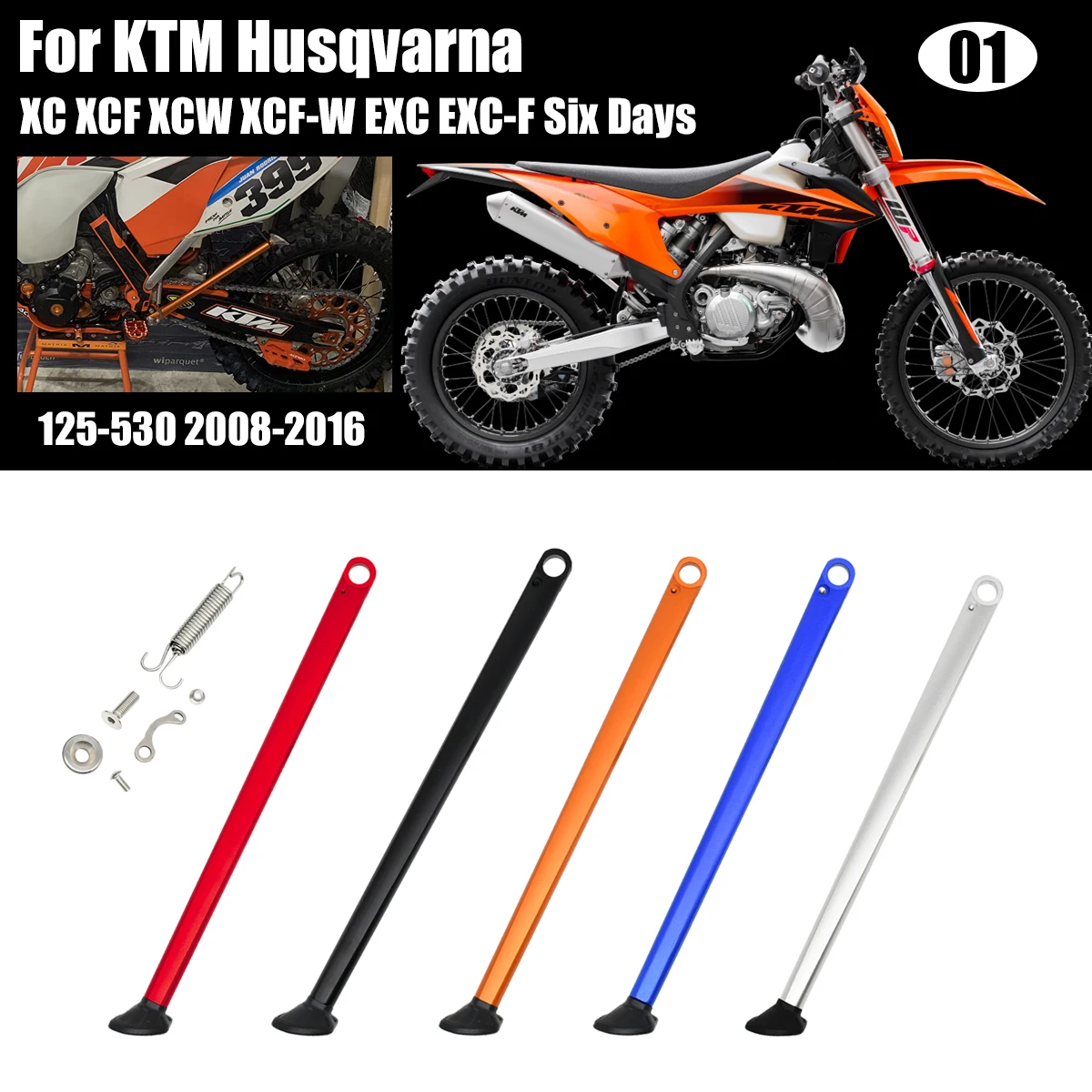 

Motorcycle Parking Side Stand Kickstand With Spring Kit 43cm For KTM XC XCW XCF XCFW EXC EXCF 150-450 500 530 TE FE Motocross