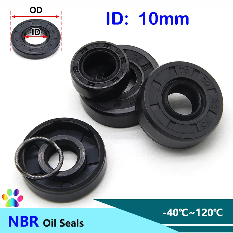 2/5pcs Black NBR Oil Seals ID 10mm TC-10*17/18/19/20/22/25/26*5/7/8/10mm Nitrile Rubber Shaft Double Lip Oil Sealing Gaskets