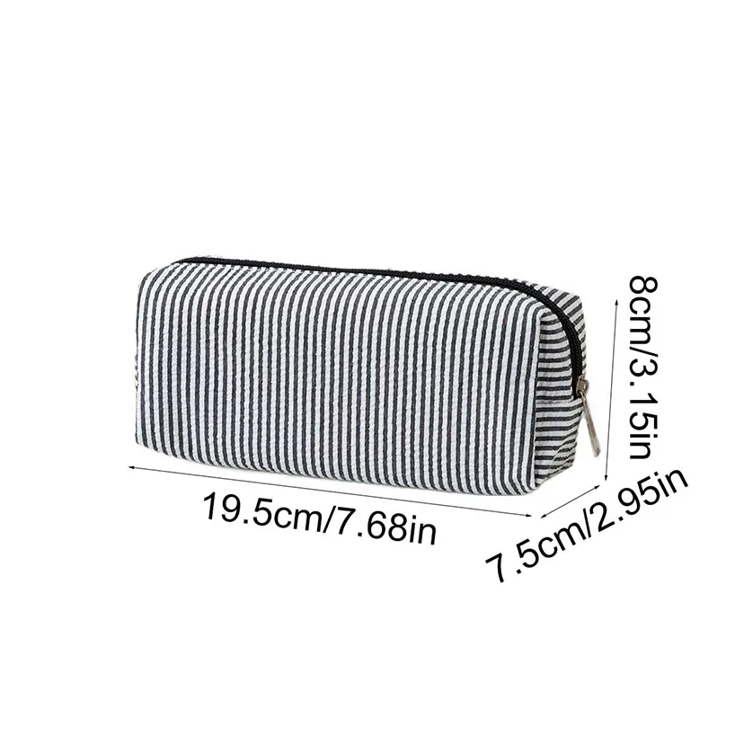 Stripe Pencil Case School Supplies Pencils Cases Soft Pen Case Large Capacity Cute Stationery Pencil Case Travel Storage Bag