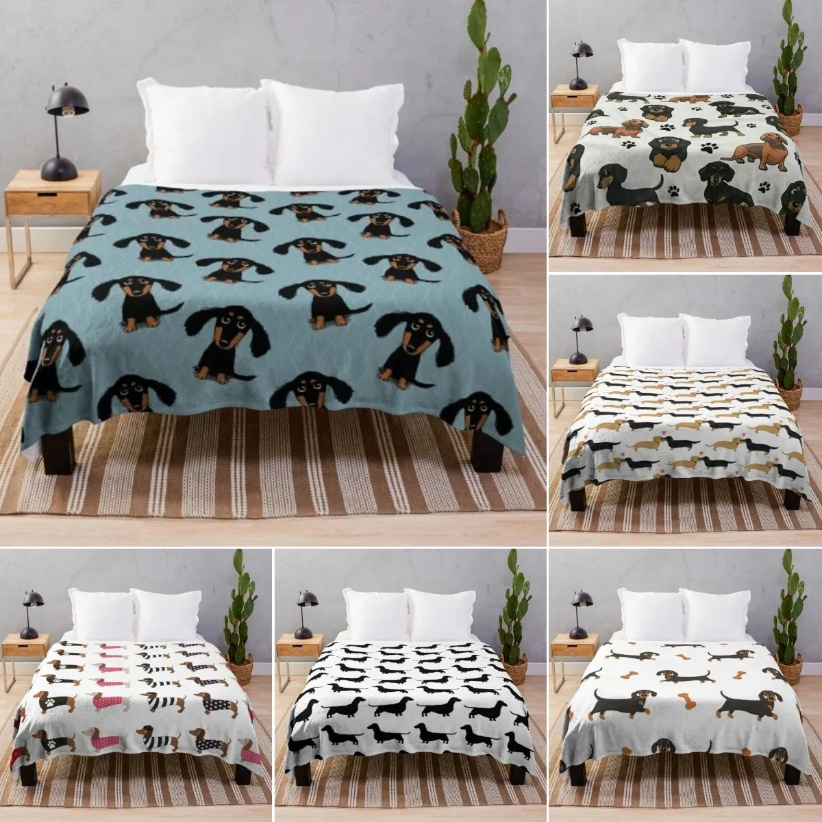 Dachshund Dog Animal Blanket Fleece Spring/Autumn Wiener Sausage Dog Lightweight Throw Blankets for Sofa Car Bed King Queen Size