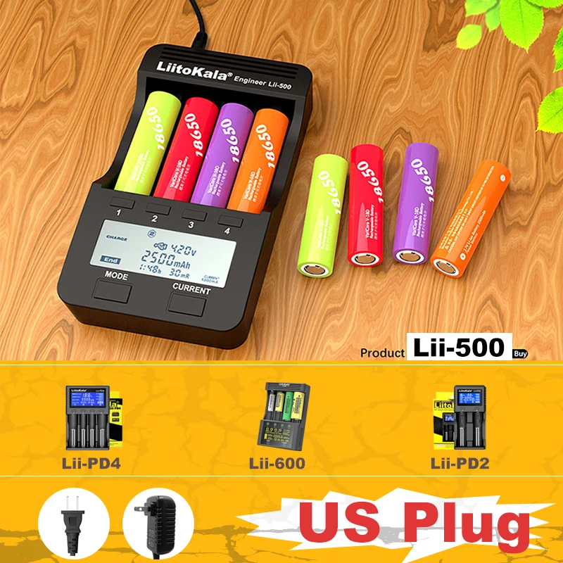 Liitokala Lii-500 LiiPD4 Lii-PD2 Lii-600 18650 Battery Charger, 3.7V 20700 10440 14500 26650 1.2V NiMH AA Battery Charger