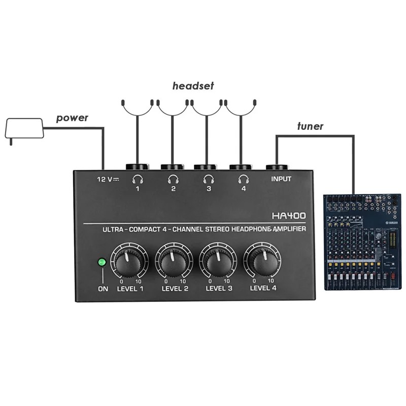 POP-l4 Channels Mini Headphone Amplifier Multiple Volume Adjusters for Multiple Headphone Connections for Listening US