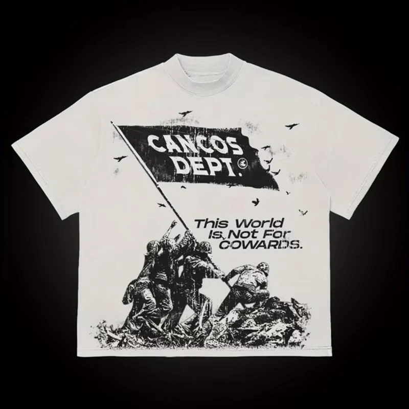 

American Street Print Cotton T-shirt Men's Y2K Short Sleeve Summer New Retro Fashion Men's and Women's Streetwear