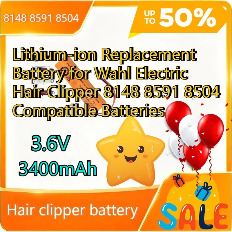 3.6V 3400mAh Lithium-ion Replacement Battery for Wahl Electric Hair Clipper 8148 8591 8504 Compatible Batteries