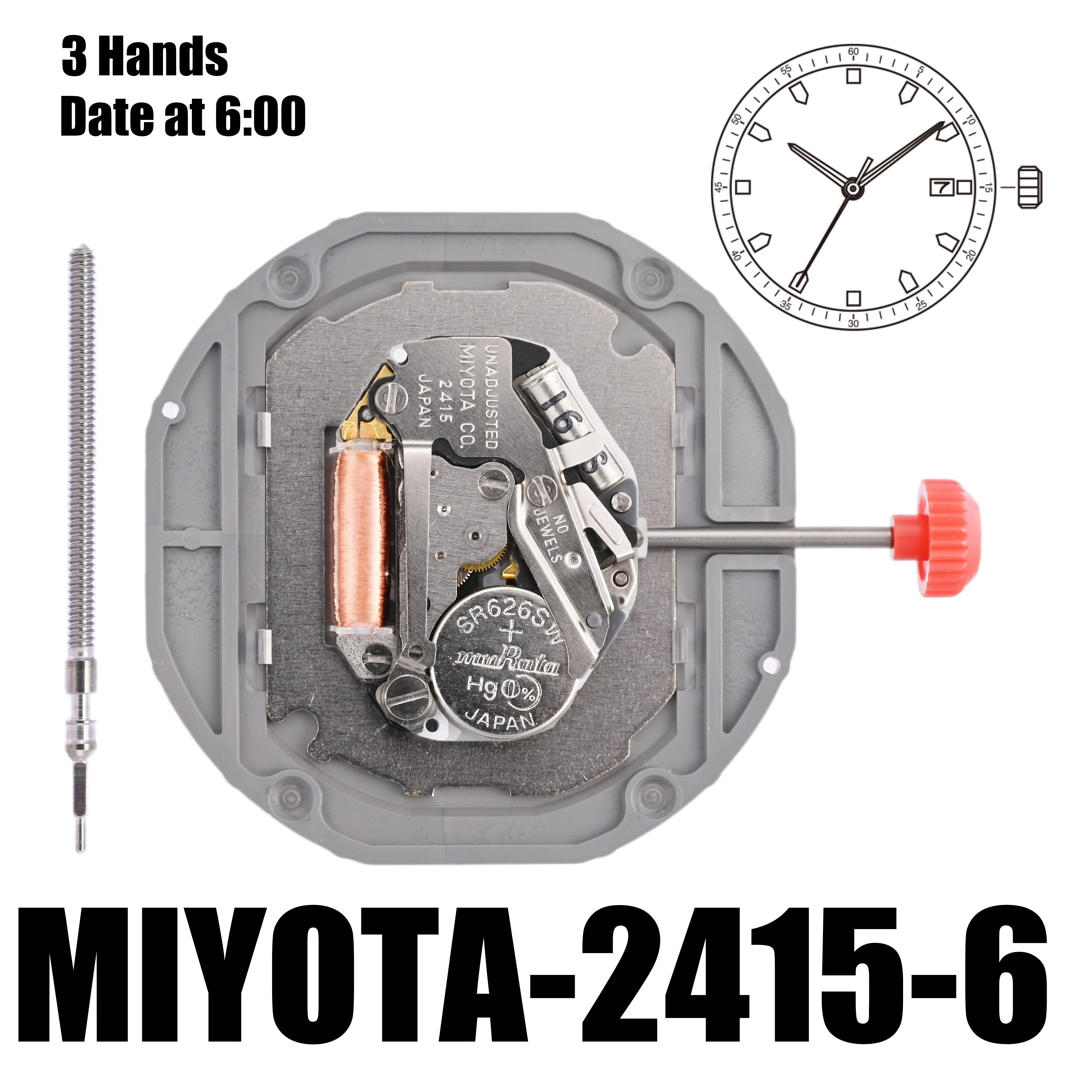 حركة أصلية 2415 حركة ميوتا 2415 يابانية مقاس 13 1/2 بوصة ارتفاع 4.35 ملم دقة ± 20 ثانية لكل شهر 3 عقارب تاريخ في 6:00 #2