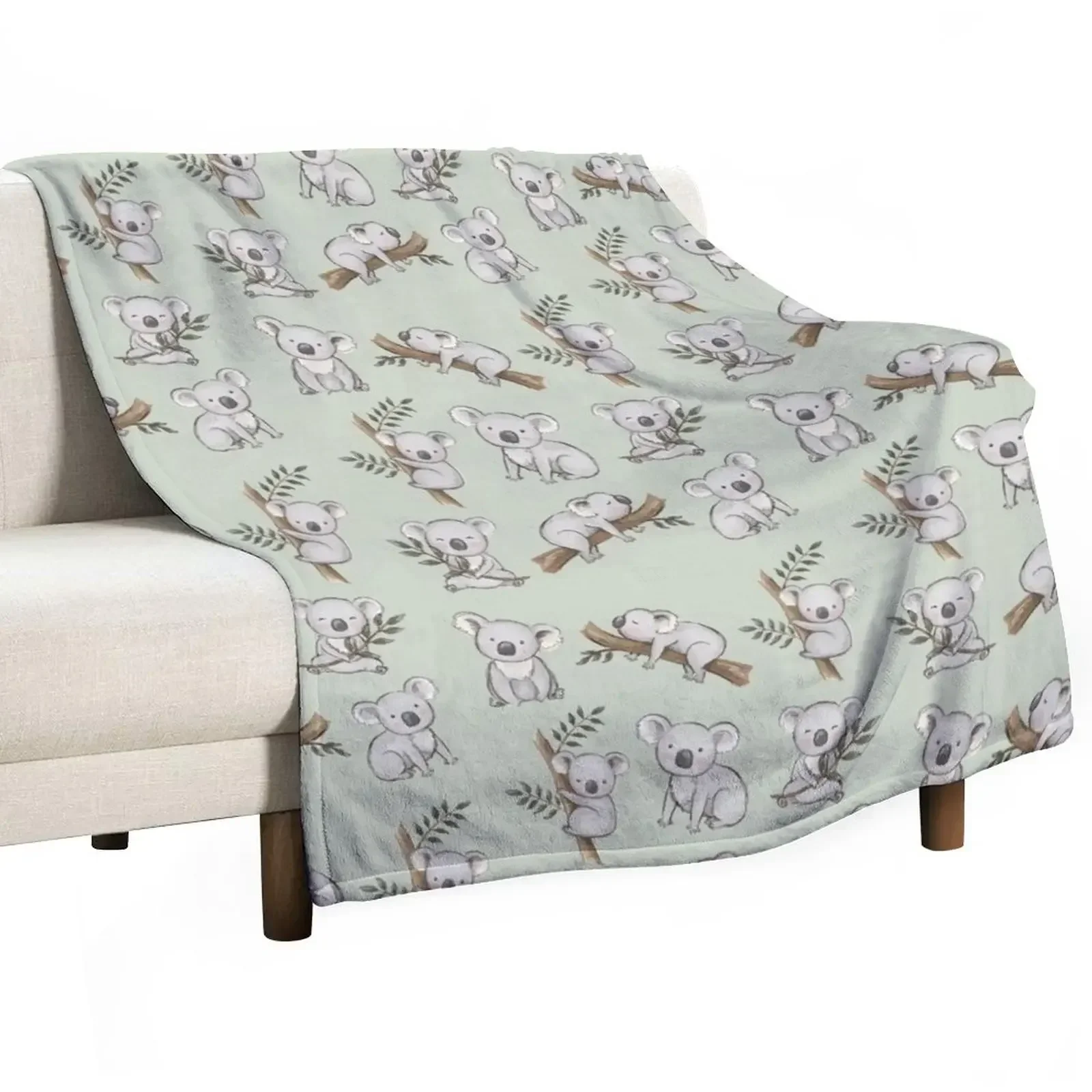 Aussie Animals: Cute Koalas Set Throw Blanket Loose Custom Blankets