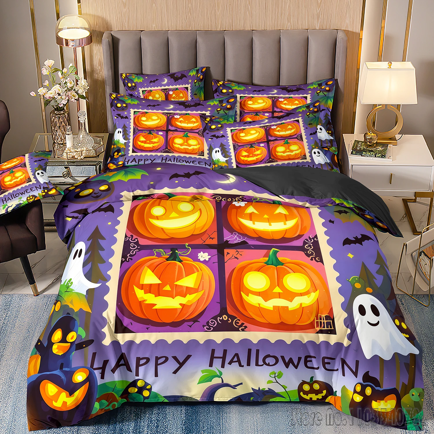 

2026 аниме Хэллоуин Пасха 3D печатный комплект постельного белья детские пододеяльники постельное белье Twin Single King детский подарок для взрослых