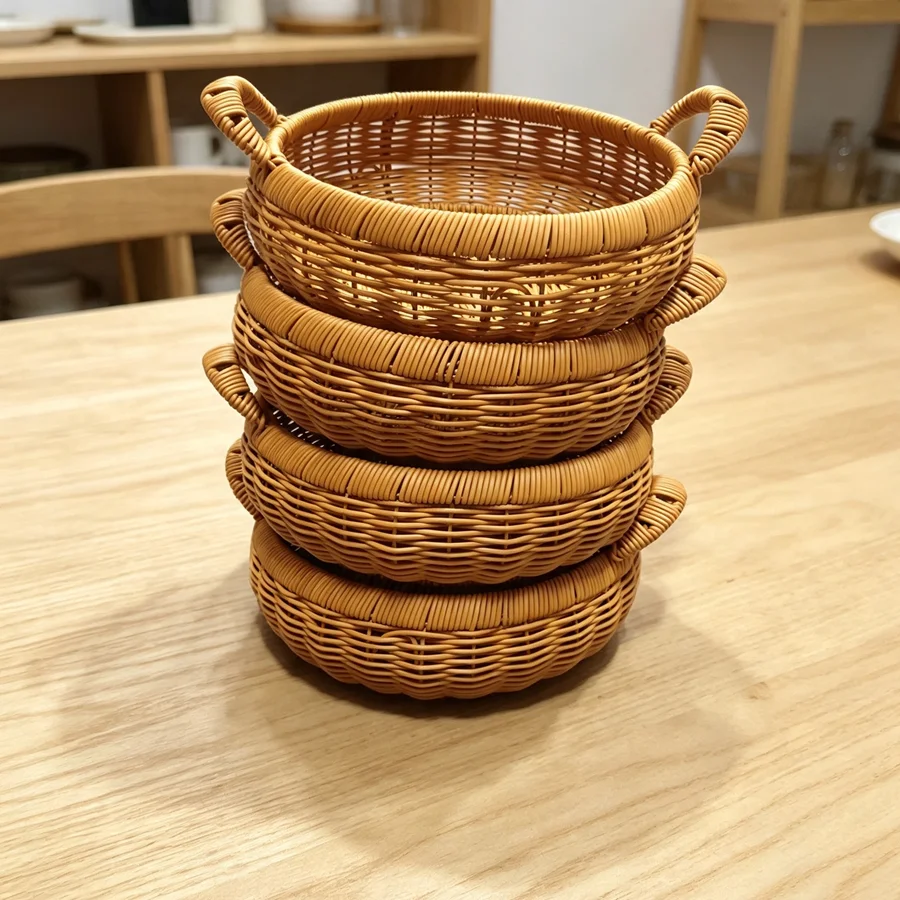 4pcs Handheld Circular Storage Basket/Storage Basket/Harvesting Basket/Accessories/Home Camping Garden Outdoor Use/Autumn