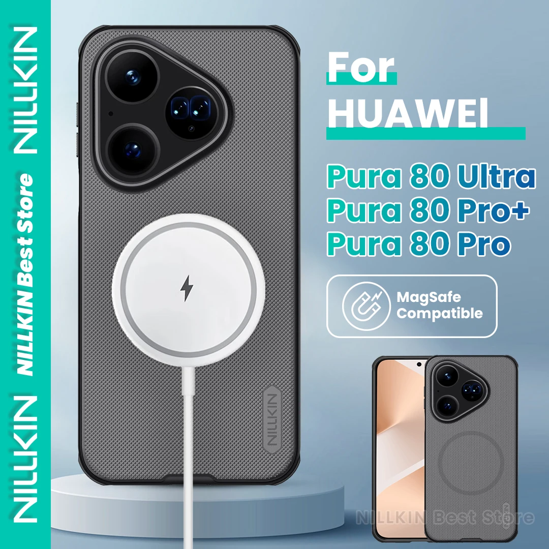 

Nillkin для Huawei Pura 80 Ultra/80 Pro/80 Pro+ с магнитной зарядкой и текстурой Salient Point, полупрозрачный черный твердый чехол