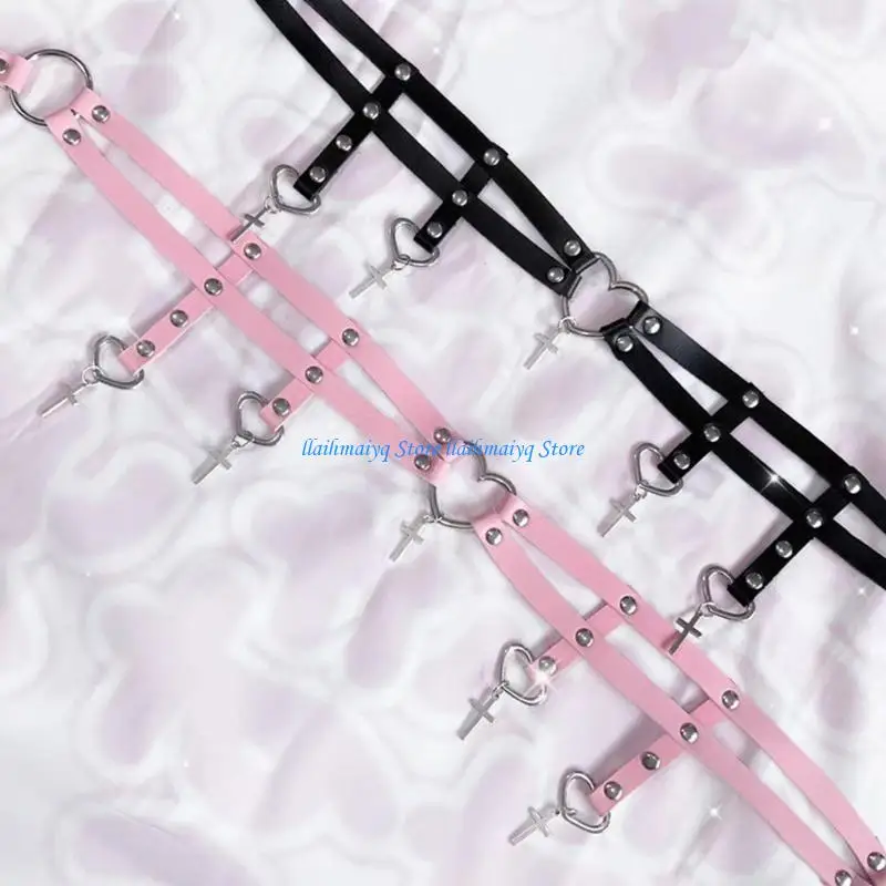 573B حزام الخصر شرابات سلسلة فريدة من نوعها لحزام راعية البقر في النادي على شكل قلب #4