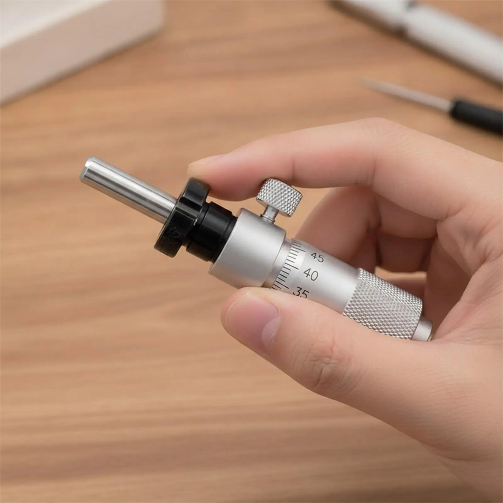 Compact Metal Micrometer Head 5mm Spindle Graduated Scale Caliper for Instrument Repair and Setup
