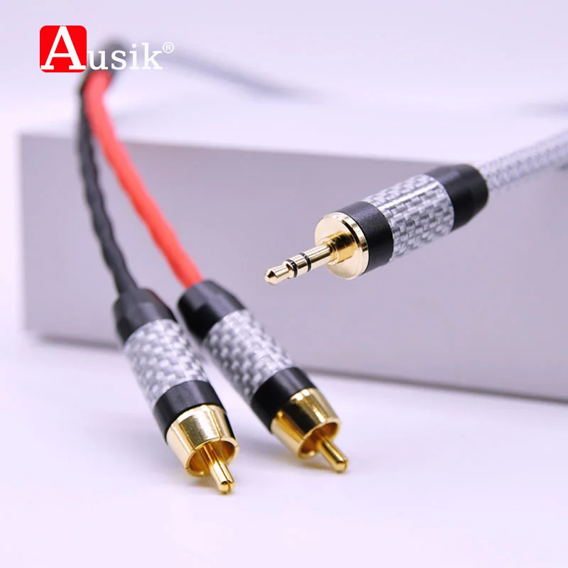 Best 3.5mm To 2RCA CANARE AUX Audio Cable For Amplifier Speakers 0.5M / 1M / 2M / 3M / 5M / AUSIK AS013