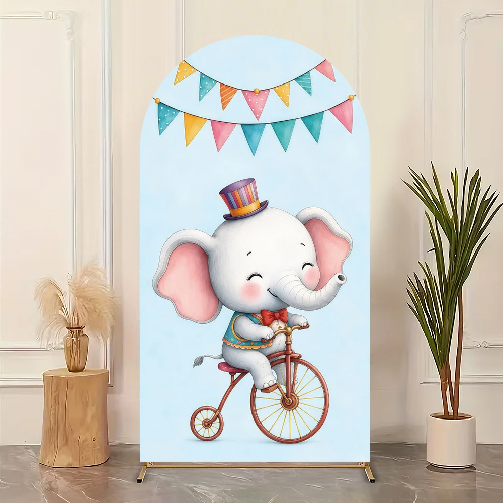 Carnival Circus Single Arch Backdrop Cartoon Animals Decorative Wall Childrens Birthday Party Decor Photo Banner Props Studio