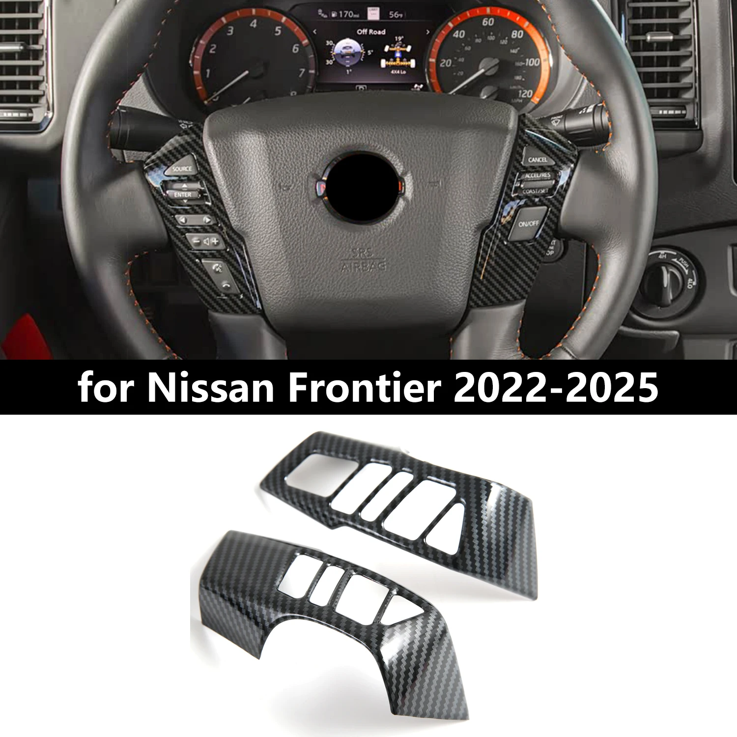 

for Nissan Frontier D41 2022 2023 2024 2025 ABS Carbon Fiber Steering Wheel Trim Cover Car Interior Styling Deco