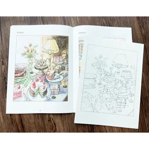 Aquarell warme Abteilung Stift helle Farbe Linie Manuskript Tutorial Illustration Sammlung Buch Lehrbuch