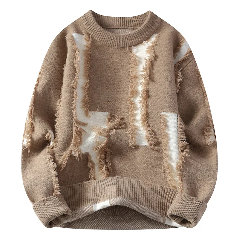 

Men's Loose Crew Neck Knit Bottom Shirt Handsome Autumn Clothes on The Fashion Sweater Pullover Sweater