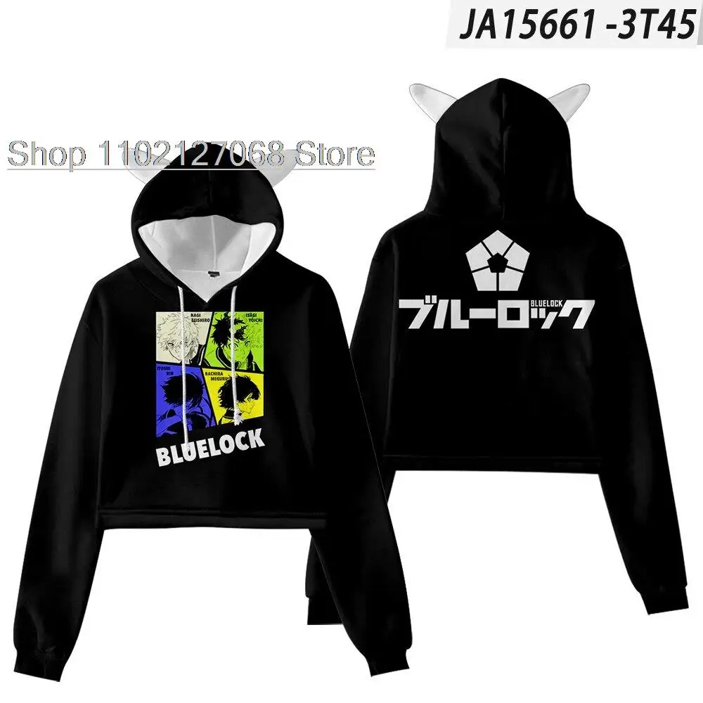 2022 Anime Blau Schloss Isagi Yoichi frauen katze ohren sexy hohe taille hoodie Sweatshirts Outwear