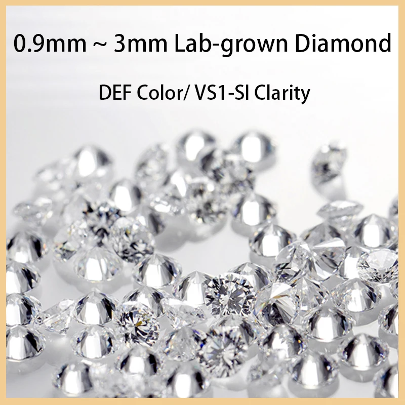 

Lab Grown Diamond 0.9mm ~ 3mm 1ct Loose HPHT DEF VS-SI Round Brilliant Diamond