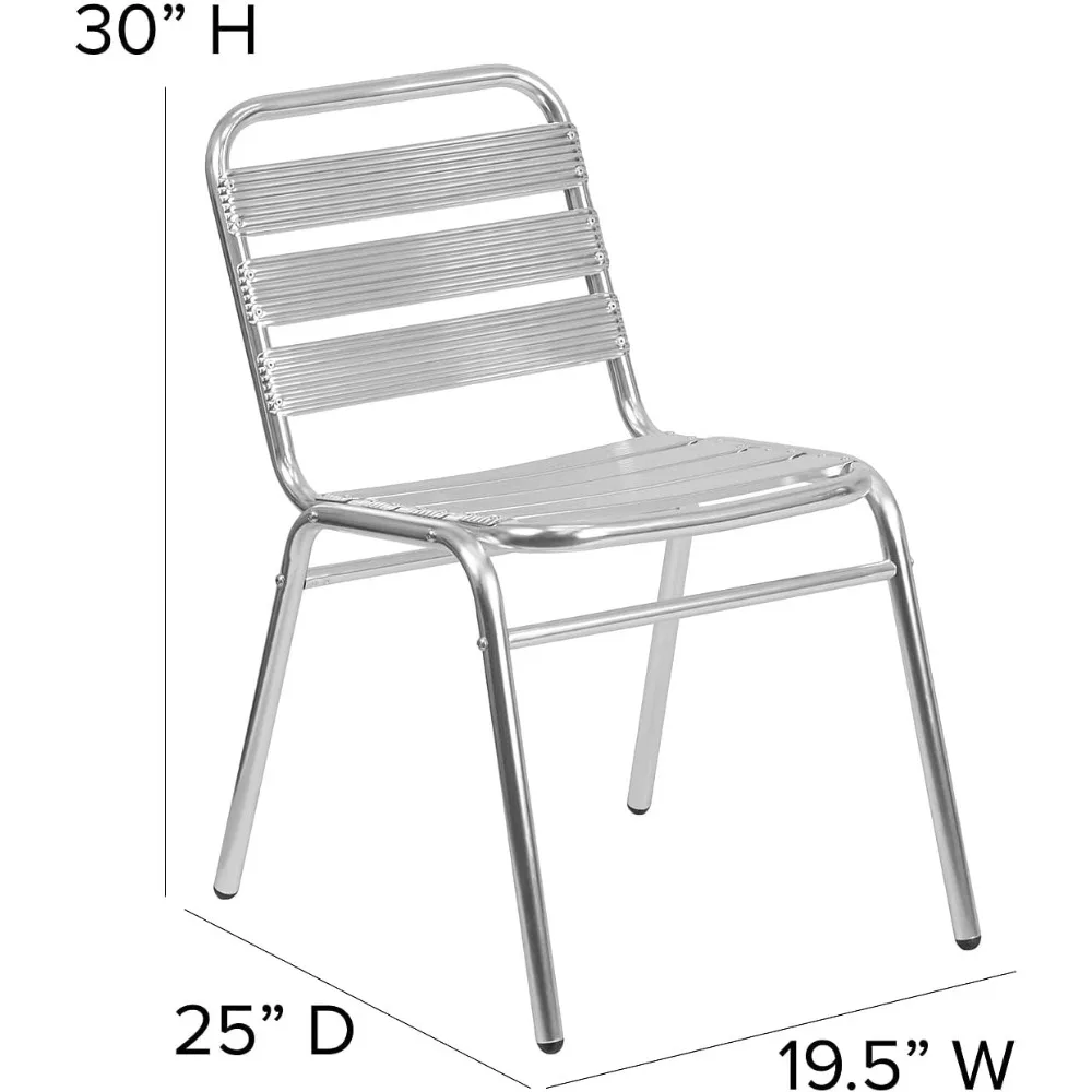 Lila 4 Pack Commercial Aluminum Indoor-Outdoor Restaurant Stack Chair with Triple Slat Back