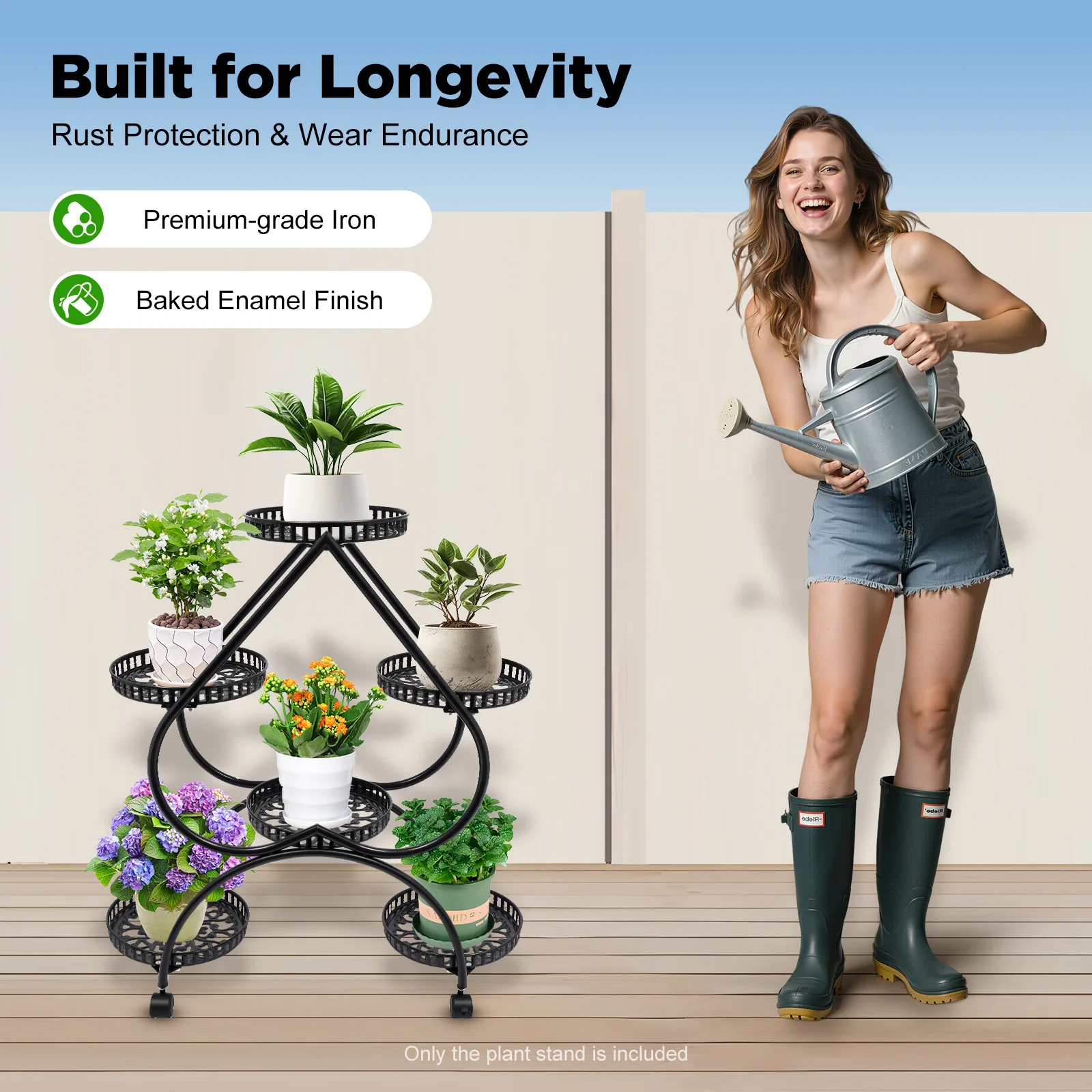 Support pour pots de fleurs en forme de cœur – Design élégant, 6 plateaux pour une plantation facile, disposition décalée pour embellir votre espace