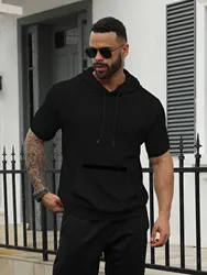 Men's sport hoodie with pullover, short sleeve and hoodie